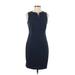 Elie Tahari Casual Dress - Sheath Crew Neck Sleeveless: Blue Print Dresses - Women's Size 8