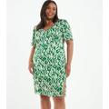 QUIZ Curves Dark Green Satin Abstract Print Mini Dress New Look