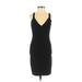 BCBGMAXAZRIA Casual Dress - Bodycon V Neck Sleeveless: Black Print Dresses - Women's Size X-Small