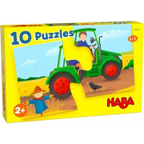 HABA 1306800001 - 10 Puzzle Auf dem Bauernhof, Kinderpuzzle, 10x2 Teile - Haba