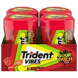 Trident Vibes SOUR PATCH KIDS Redberry Sugar Free Gum 4 - 40 Piece Bottles (160 Total Pieces)