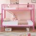 VECELO Metal Twin Bunk Bed, Black Bunk Bed/Pink Bunk Bed