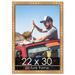 22x30 Frame Gold Bamboo Solid Wood Picture Frame with UV Acrylic, Foam Board Backing & Hanging Hardware Included