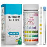 Luxbird 7 in 1 Aquarium Test Kit Fish Tank Test Strips 100 Strip Pack Freshwater Aquarium Water Test Kit to Detect Nitrite Nitrate Chlorine Carbonate Total Alkalinity Hardness pH