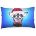 Smart Dog in Christmas Costume Velvet Oblong Lumbar Plush Throw Pillow Cover/Shams Cushion Case 20x30in Decorative Invisible Zipper Design for Couch Sofa Pillowcase Only