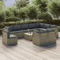 Gecheer 11 Piece Patio Set with Cushions Gray Poly Rattan