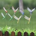 labakihah artificial flowers 12pcs dragon-fly stakes outdoor planter flower pot bed garden decor yard art painted vase