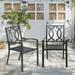 Outdoor Dining Chairs with Arms Steel Slat Seat Stacking Garden Chair 2 pieces