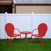 Efurden 3 Pieces Patio Bistro Set Retro Metal Conversation Set 2 C-Spring Motion Armchairs with Round Side Table for Porch Lawn Garden Red