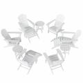 WestinTrends Dylan 12 Pieces Adirondack Chairs Set All Weather Poly Lumber Outdoor Seating Patio Conversation Set Seashell Curved Slat Backrest Garden Lawn Deck Fire Pit Chairs White