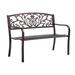 Patio Bench Freestanding Garden Bench with Sturdy Legs Outdoor Bench Seating with Armrest and Durable Metal Frame Bronze