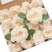 Floroom Artificial Flowers 16pcs 4 Cream Blooming Peonies Real Looking Foam Fake Roses with Stems f