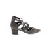 Steve Madden Heels: Pumps Chunky Heel Casual Gray Print Shoes - Women's Size 9 1/2 - Almond Toe