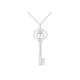 Women's Sterling Silver Diamond Accent Libra Zodiac Key Pendant Necklace by Haus of Brilliance in White