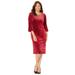 Plus Size Women's AnyWear Velvet Burnout Bell Sleeve Dress by Catherines in Classic Red Geo Burnout (Size 6X)