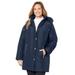 Plus Size Women's Faux Fur Hood Puffer Coat by Catherines in Navy (Size 5X)