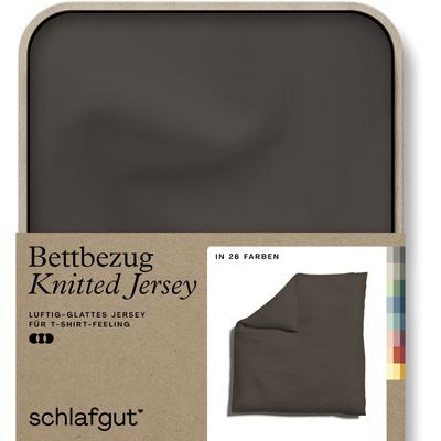 Bettbezug SCHLAFGUT "Knitted Jersey uni, aus Bio-Baumwolle mit Elasthan, Reißverschluss", beige (sand deep), B:240cm L:220cm, Jersey, Obermaterial: 95% Baumwolle, 5% Elasthan, Bettbezüge, bügelfrei, Mix & Match Bettwäsche: passender Kissenbezug... Image