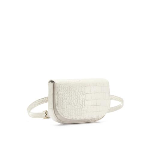 Bauchtasche LASCANA Gr. B/H/T: 17 cm x 12 cm x 3 cm, beige (ecru) Damen Taschen Gürteltaschen in Kroko-Optik, CrossBody,Gürteltasche,Brusttasche, Hüfttasche VEGAN
