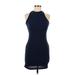 Shein Casual Dress - Bodycon Crew Neck Sleeveless: Blue Print Dresses - Women's Size 6