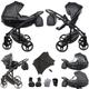 Junama Diamond Fluo V3 2in1 3in1 4in1 Baby Pram Pushchair Car Seat ISOFIX + Free Umbrella Exclusive Prams (3in1 with car seat, Gray 05)