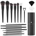 Professional Makeup Brush Set, LUXBRU 20PCs Makeup Brushes with Foundation Eyebrow Blending Concealer Blush Eyeshadow Contour Powder Brush, Make Up Brushes Kit with Travel Case & 2 Powder Puff-Black