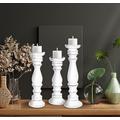 Candle Holder,Wood Candle Holder,White Wooden Candle Holder,Tall Candle Holders,Farmhouse Candle Holder,Candle Holder Set of 3,Wood Pillar Candle Holder,Height (16+14+12) inch White Antique