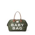 Fume London Baby Bag, Stylish Functional Waterproof Nappy Changing Bags for Travel and Maternity Baby Diaper Bag, Hospital bag with Insulated Bottle Pockets (Khaki)