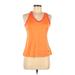 FILA Active Tank Top: Orange Color Block Activewear - Women's Size Large