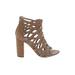 Sam Edelman Heels: Gladiator Chunky Heel Boho Chic Tan Print Shoes - Women's Size 9 - Open Toe