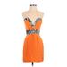 Ani Lee Casual Dress - Party Sweetheart Strapless: Orange Leopard Print Dresses - New - Women's Size 4