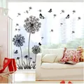 Autocollant mural pissenlit noir papillons sur le mur salon chambre à coucher décoration de