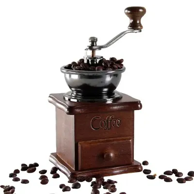 Mini moulin à café manuel en bois vintage manivelle en céramique antique style rétro