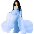 Sepzay – robe de maternité en Tulle pour femmes manches longues épaules dénudées robe de sirène