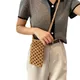 Fashion Versatile Women'S Small Messenger Phone Bag Fashion Solid Color Hollow Woven Phone Bag