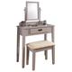Shaker Dressing Table Mirror And Stool Set Grey
