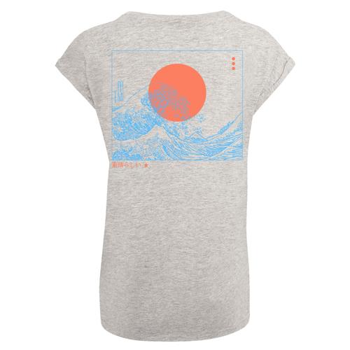 „T-Shirt F4NT4STIC „“PLUS SIZE Kanagawa Welle““ Gr. XXL, grau (heather grey) Damen Shirts Jersey Print“