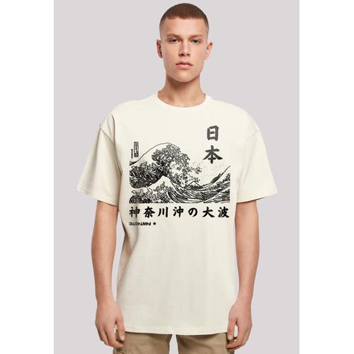 „T-Shirt F4NT4STIC „“Kanagawa Welle Japan““ Gr. 5XL, beige (sand) Herren Shirts T-Shirts Print“