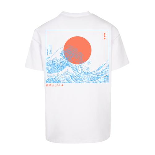 „T-Shirt F4NT4STIC „“PLUS SIZE Kanagawa Welle““ Gr. 4XL, weiß Herren Shirts T-Shirts Print“