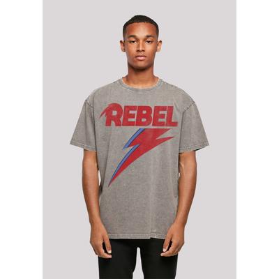 T-Shirt F4NT4STIC "David Bowie Oversize T-Shirt", Herren, Gr. L, grau (asphalt), Obermaterial: 100% Baumwolle, casual, oversize, Rundhals, Kurzarm ohne Bündchen, Shirts, Print Image