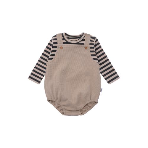 Strampler LILIPUT Gr. 62/68, EURO-Größen, grau (grau-beige) Baby Overalls bestehend aus Latzshorts und Langarmshirt