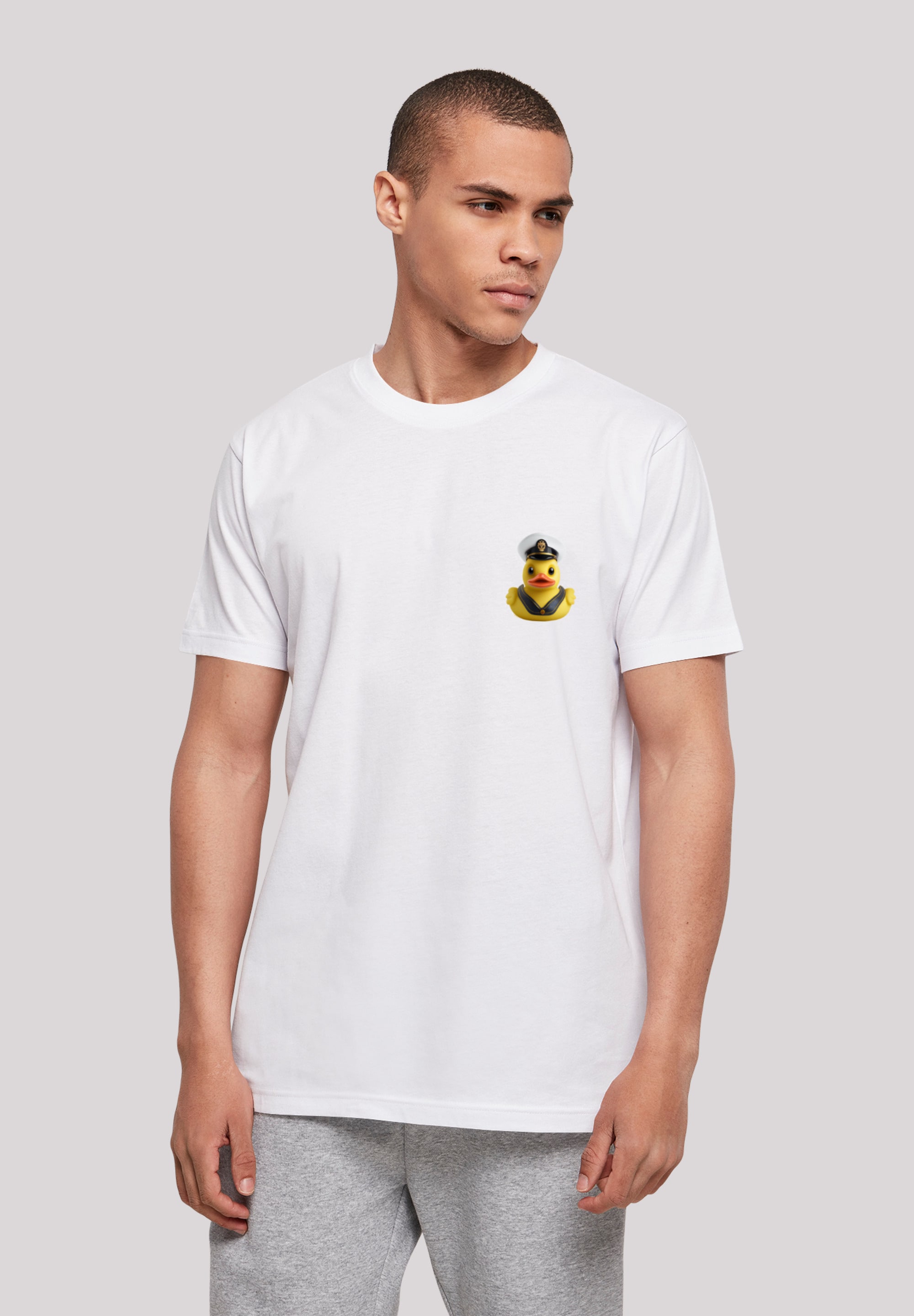 T-Shirt F4NT4STIC "Rubber Duck Captain TEE UNISEX", Herren, Gr. 4XL, weiß, Obermaterial: 100% Baumwolle, regular fit, Rundhals, ohne Bündchen, Shirts T-Shirt, Print