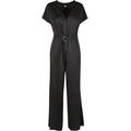 Jumpsuit URBAN CLASSICS "Damen Ladies Satin Wide Leg Belt Jumpsuit" Gr. L, US-Größen, schwarz (black) Damen Overalls