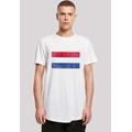 T-Shirt F4NT4STIC "Netherlands NIederlande Holland Flagge distressed" Gr. S, weiß Herren Shirts T-Shirts