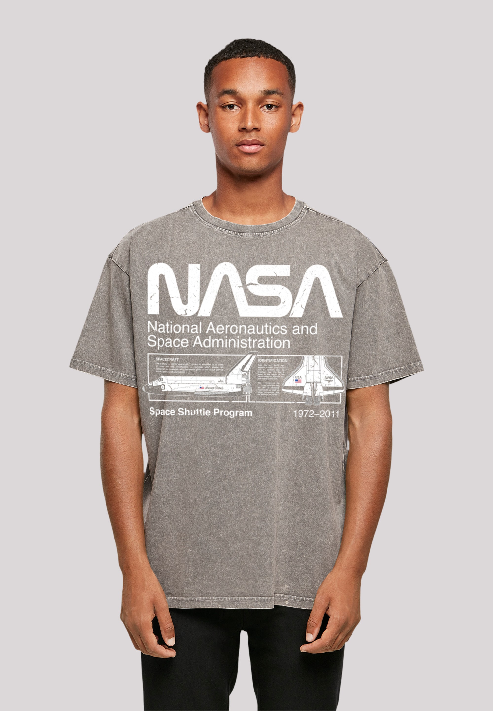 T-Shirt F4NT4STIC "Classic Space Shuttle", Herren, Gr. 5 XL, grau (asphalt), Obermaterial: 100% Baumwolle, oversize, Rundhals, ohne Bündchen, Shirts, Print Image