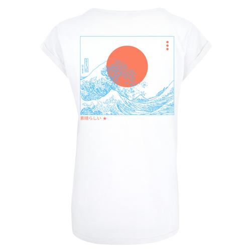 „T-Shirt F4NT4STIC „“PLUS SIZE Kanagawa Welle““ Gr. 4XL, weiß Damen Shirts Jersey Print“