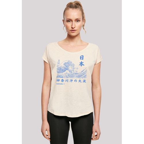 „T-Shirt F4NT4STIC „“Kanagawa Welle Japan Color““ Gr. XL, beige (whitesand) Damen Shirts Jersey Print“