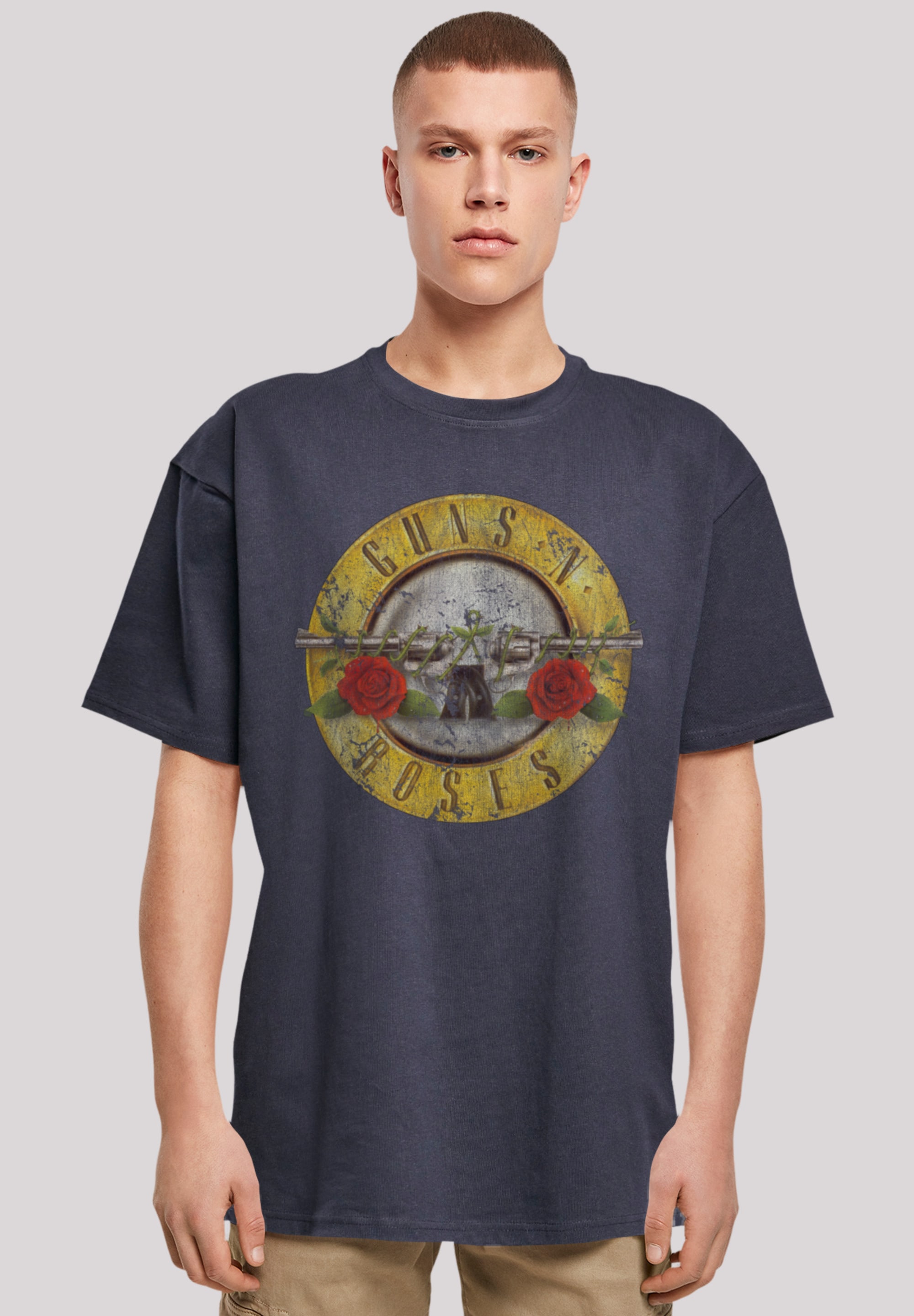 T-Shirt F4NT4STIC "Guns 'n' Roses Vintage Logo Black", Herren, Gr. 3XL, blau (navy), Obermaterial: 100% Baumwolle, oversize, Rundhals, ohne Bündchen, Shirts, Premium Qualität Image