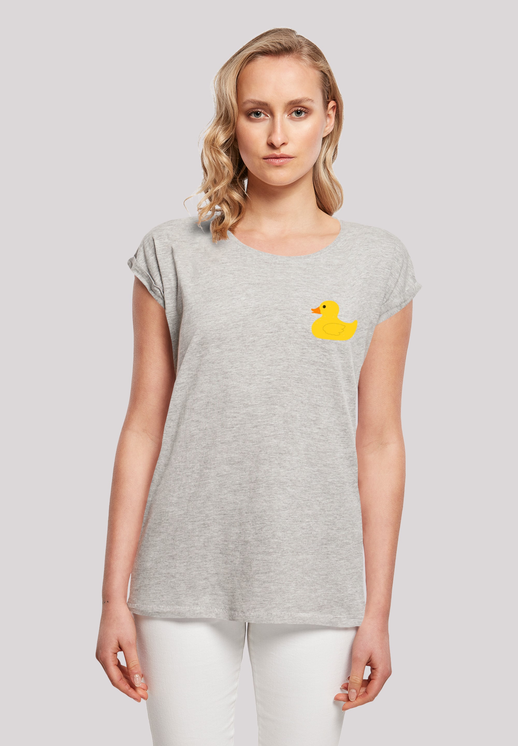 T-Shirt F4NT4STIC "Yellow Rubber Duck SHORT SLEEVE", Damen, Gr. 4XL, grau (erdgrau), Obermaterial: 100% Baumwolle, regular fit, Rundhals, ohne Bündchen, Shirts T-Shirt, Print