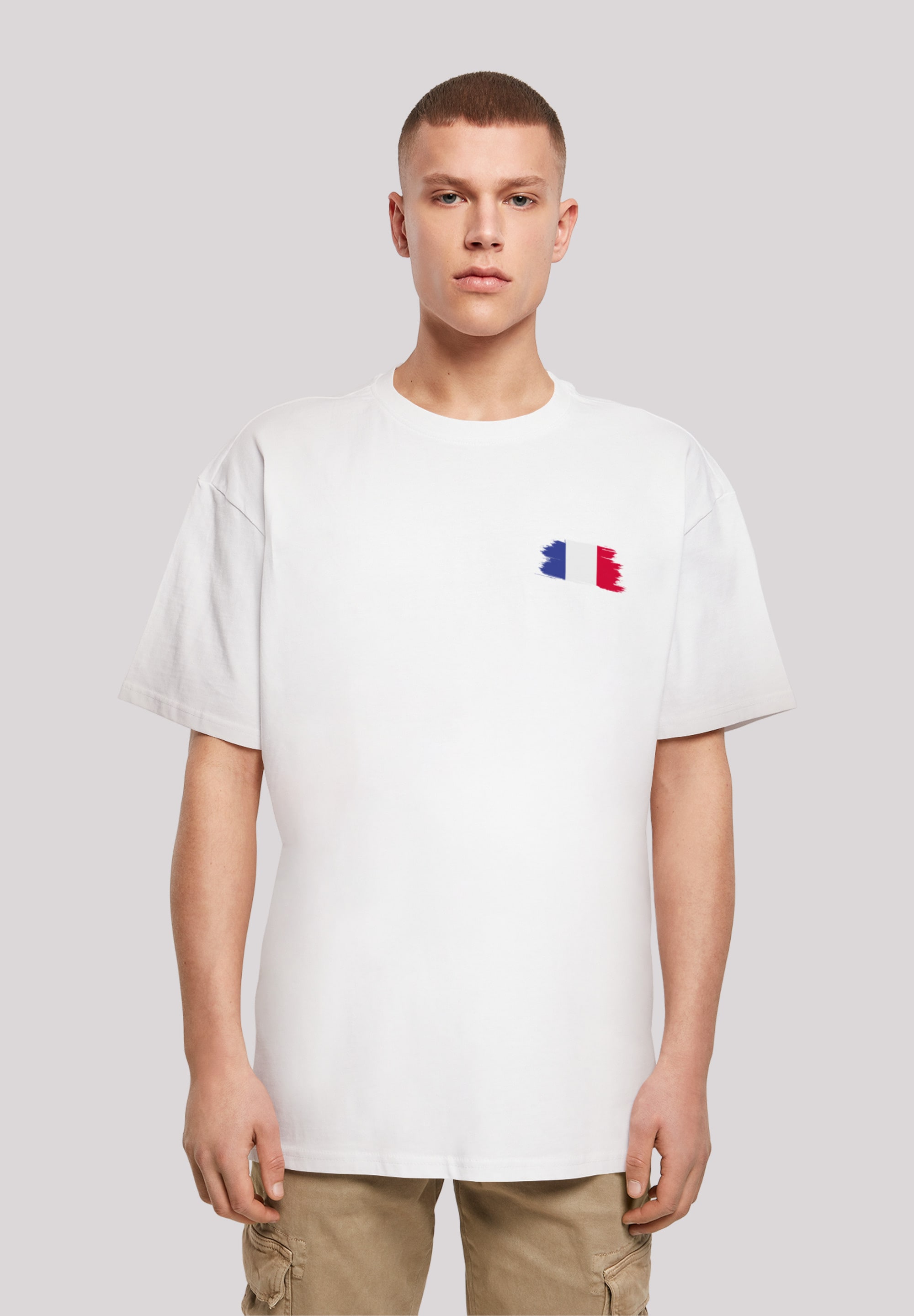 T-Shirt F4NT4STIC "France Frankreich Flagge Fahne", Herren, Gr. XXL, weiß, Obermaterial: 100% Baumwolle, oversize, Rundhals, ohne Bündchen, Shirts, Print Image