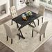 Faux Marble Modern Dining Table Set with 4 Queen Anne Chairs, Black